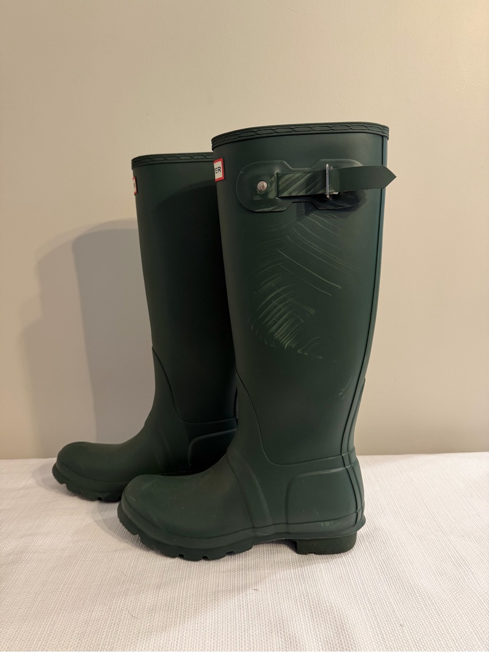 Women’s Hunter Tall Matte Forest Green Rain Boots sz 7 *never worn see pics - Picture 3 of 10